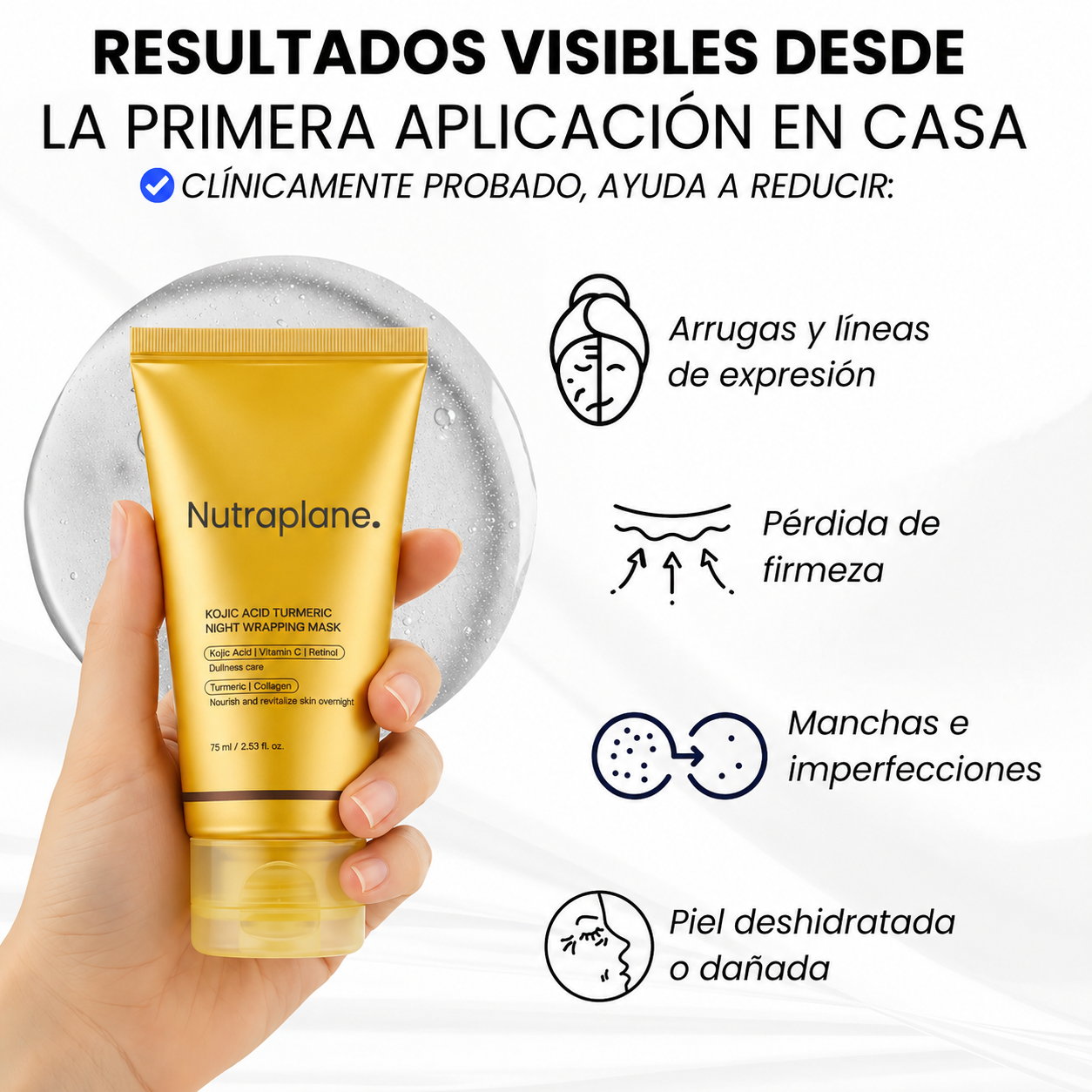 Mascarilla Facial Coreana Con Curcuma y Colágeno